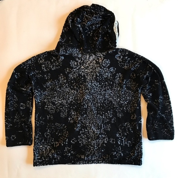 Dylan Anthropologie Velvet Burnout Hoodie Black S Floral Lace Trim Bohemian Boho - Picture 6 of 7